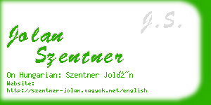jolan szentner business card